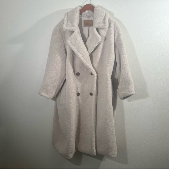 Bearpaw NWT Neutral Ivory Cream Teddy Sherpa Faux Fur Trench Coat Jacket Sz 3X - Picture 4 of 14